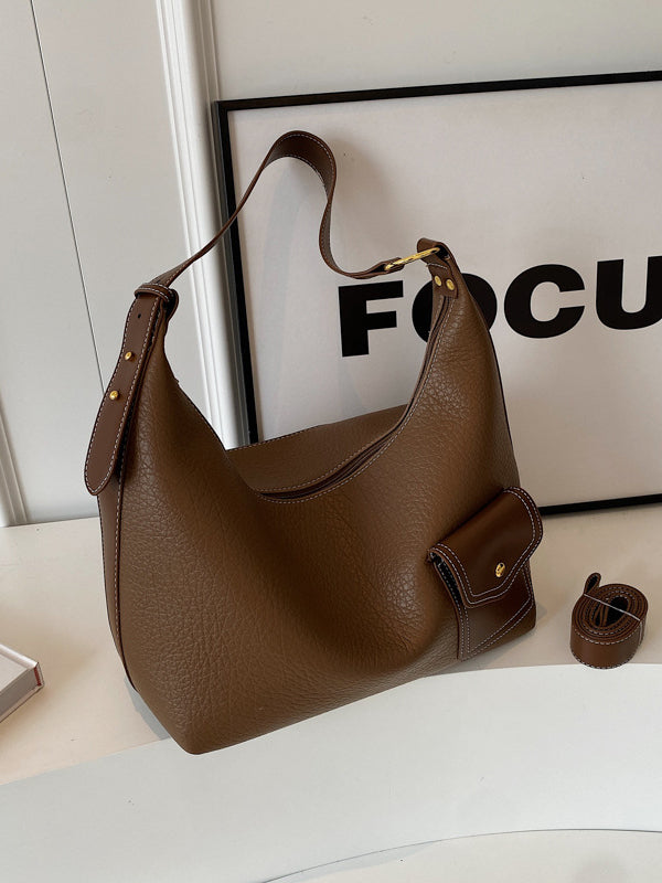 Buckle Pockets Solid Color Split-Joint Zipper Crossbody Bags