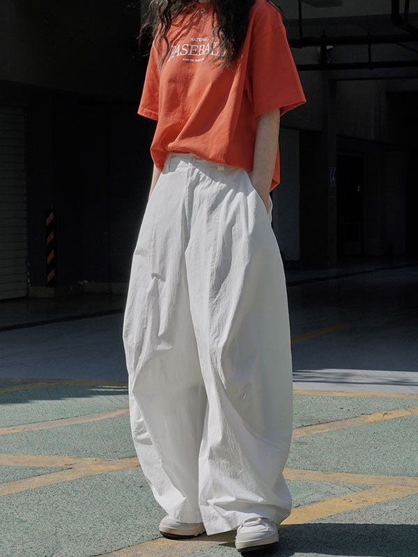Solid Color Split-Joint Loose Wide Leg Trousers Casual Pants Bottoms