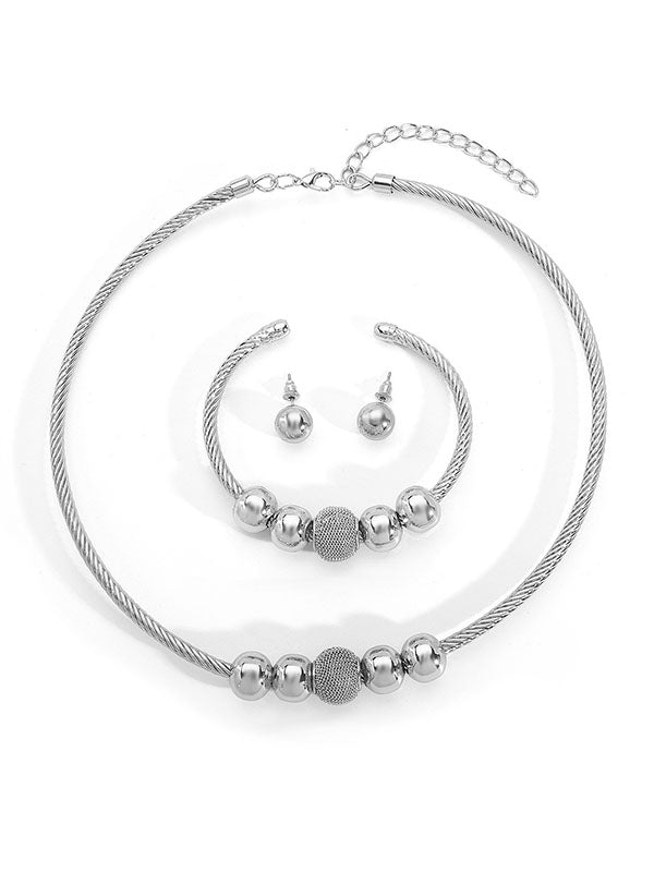 Ringent Bracelet + Geometric Necklaces + Earrings Accessories Three Pieces Set