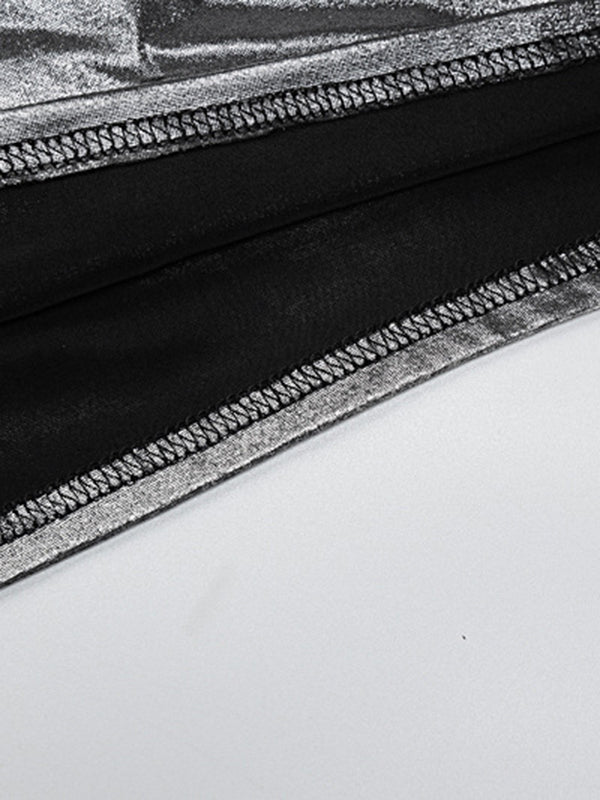 Asymmetric Shiny Solid Color Split-Joint Skinny One-Shoulder Mini Dresses Evening Dresses