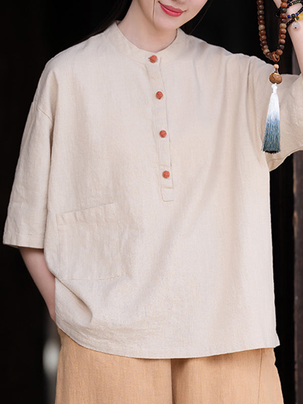 Split-Joint Half Sleeves Loose Round-neck T-Shirts Tops