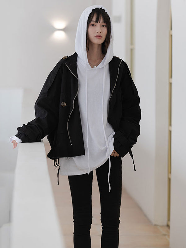 Solid Color Drawstring Long Sleeve Hoodies