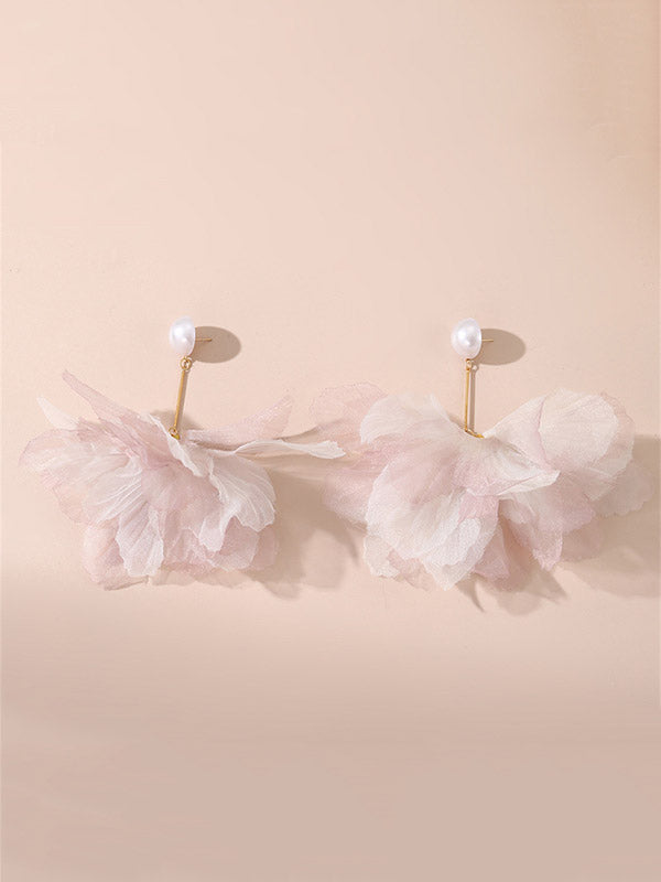 Three-Dimensional Flower Drop Earrings