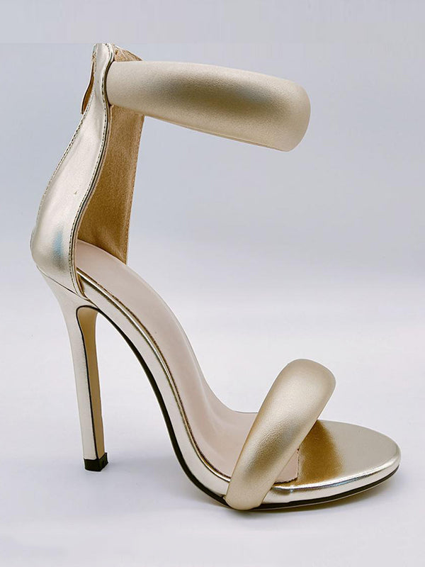 Open Toe Shiny Zipper Pumps Sandals
