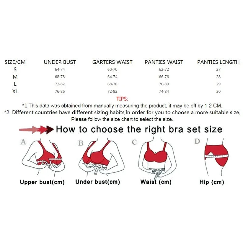 4PC Sheer Lingerie Set Push Up Bra Strappy Belt Embroidery Erotic Underwear Lace Harness Female