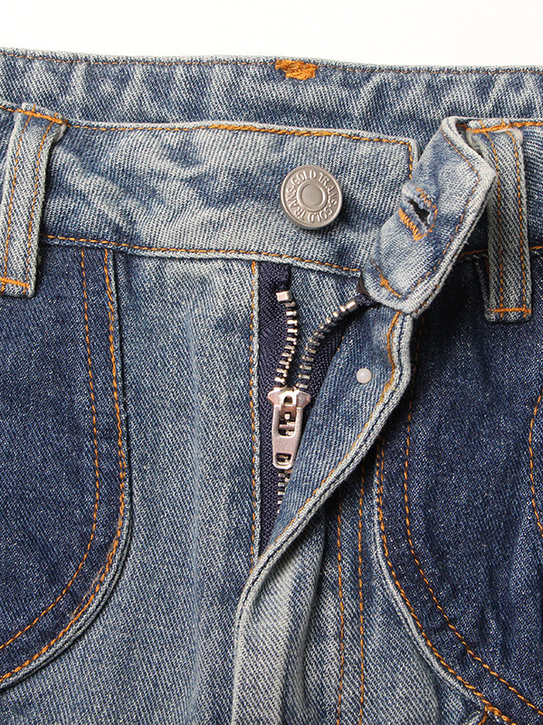 Flower Shape Hollow High Waisted Straight Leg Jean Pants Bottoms