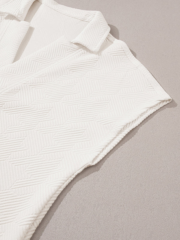 Solid Color Loose Short Sleeves V-Neck T-Shirts Tops