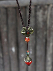 National Ceramic Beads Alloy Flower Necklace