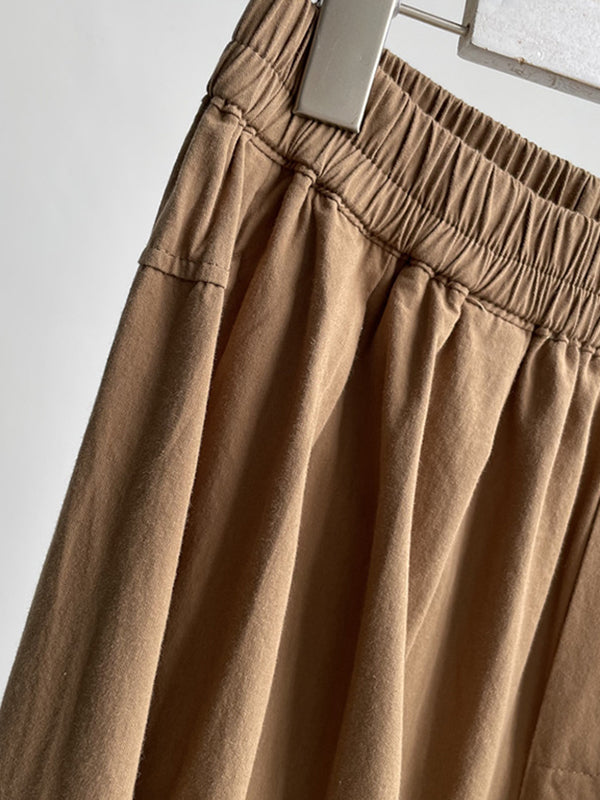 Elasticity Solid Color Loose Casual Pants Bottoms
