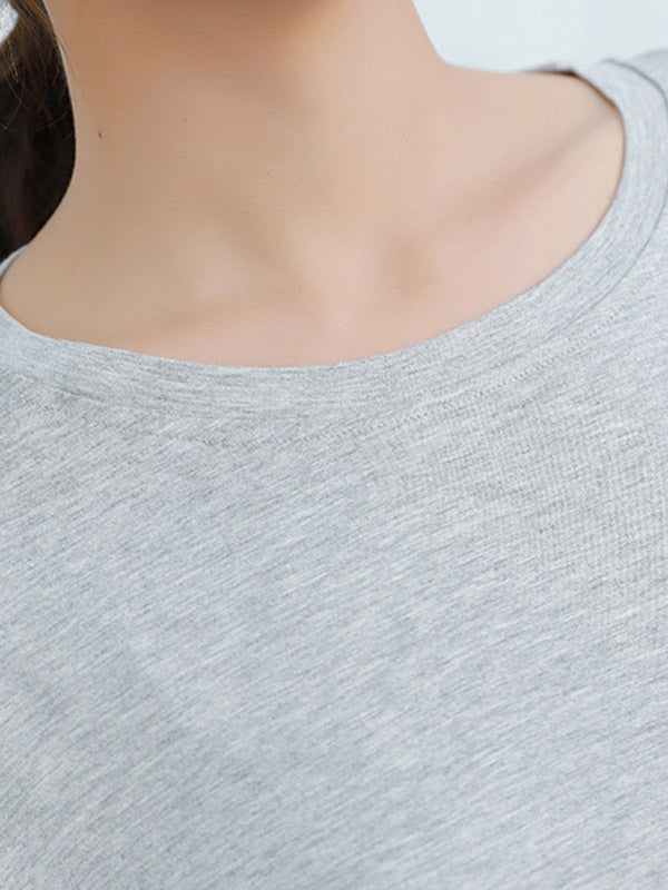 Simple Solid Color Long Sleeve Loose Modal Pajamas Sets