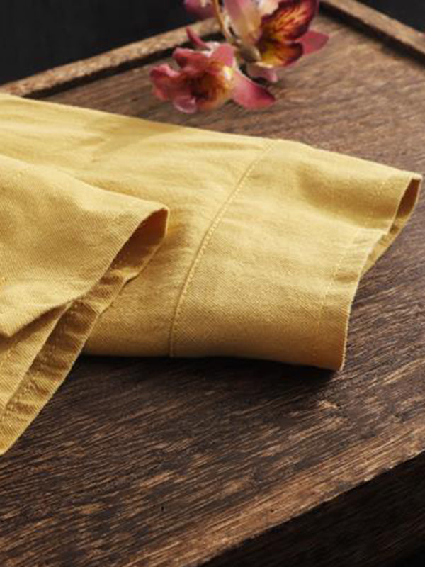 Solid Color High-low Long Sleeves Lapel Shirts Tops