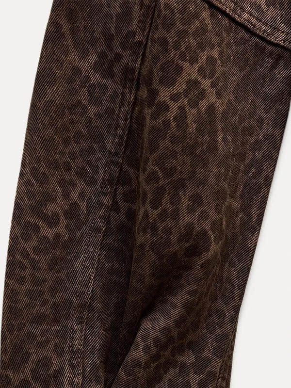 Leopard Tied Waist Long Sleeves Loose Blouses&shirts Tops