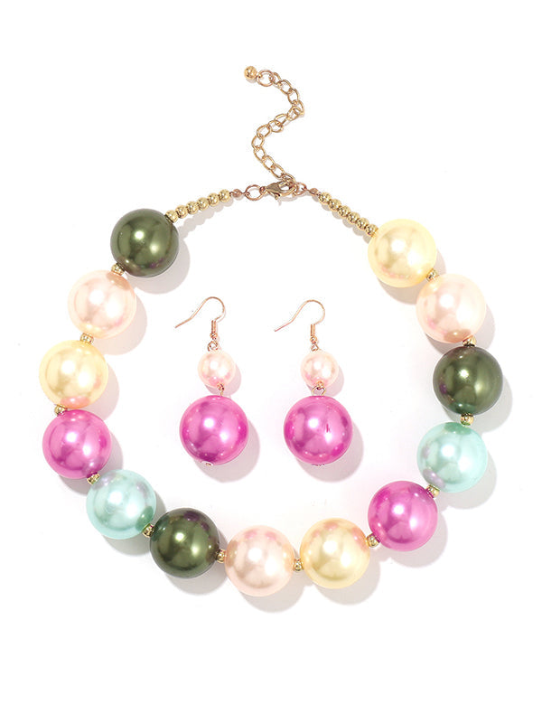 Contrast Color Geometric Necklaces Accessories + Drop Earrings