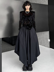 Asymmetric Drawstring Pleated Solid Color A-Line Elasticated Waist Skirts Bottoms