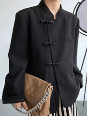 Vintage Loose Black White Buttoned Blazer