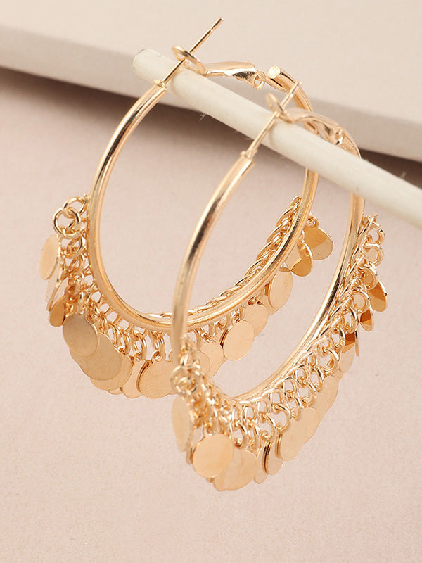 Tasseled Solid Color Geometric Earrings Accessories