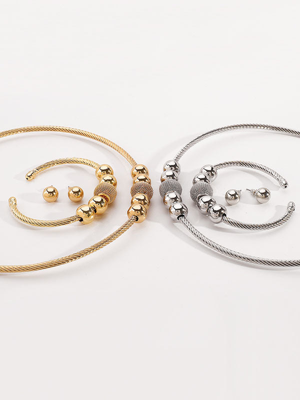 Ringent Bracelet + Geometric Necklaces + Earrings Accessories Three Pieces Set