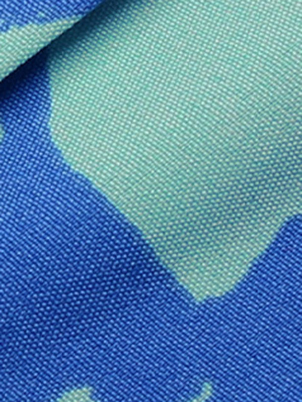 Printed Split-Joint Tied Waist Long Sleeves Loose Lapel Shirt Dress Midi Dresses