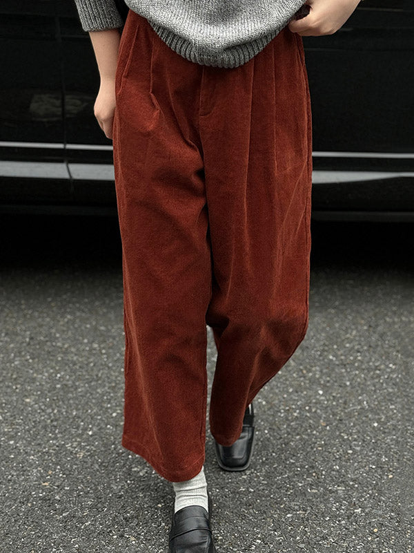 Elasticity Pleated Split-Joint High Waisted Loose Trousers Pants