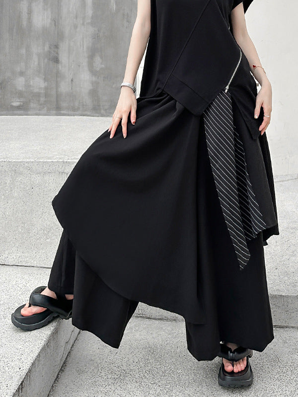 Asymmetric Split-Joint Loose Wide Leg Trousers Pants