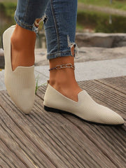 Pointed-Toe Shallow Cut Split-Joint Flat Shoes
