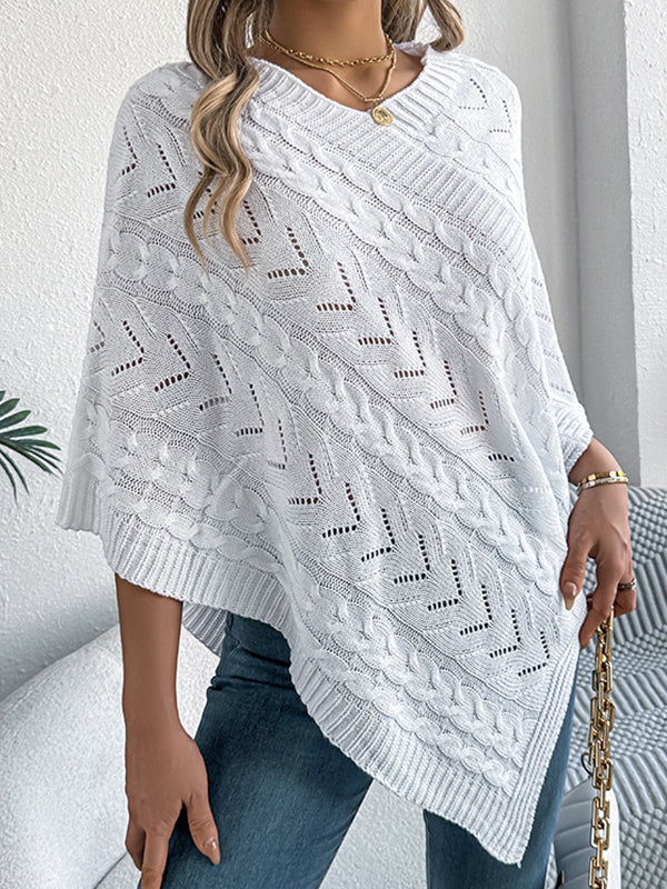 Solid Color Half Sleeves Loose V-neck Cape