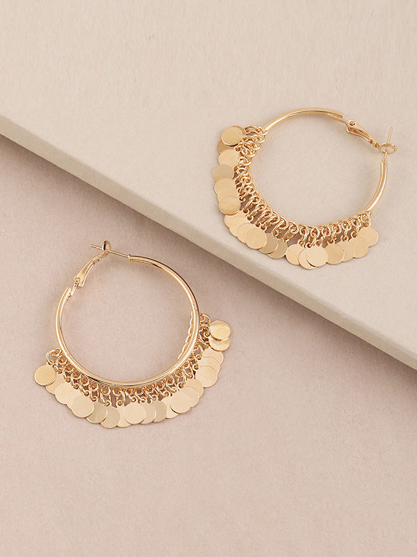 Tasseled Solid Color Geometric Earrings Accessories