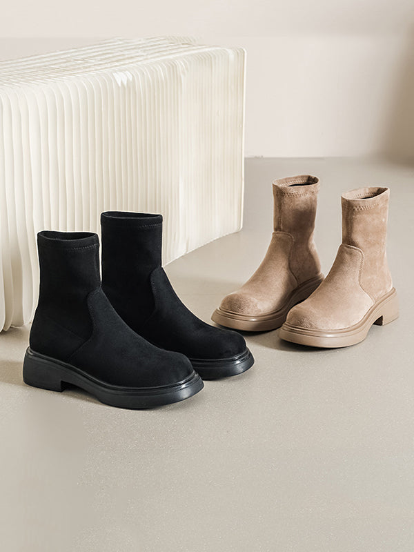 Round-Toe Split-Joint Boots