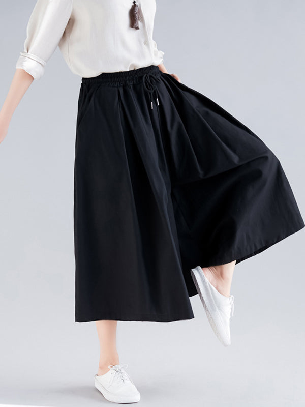 Urban Drawstring High Waisted Wide Leg Pants Culotte