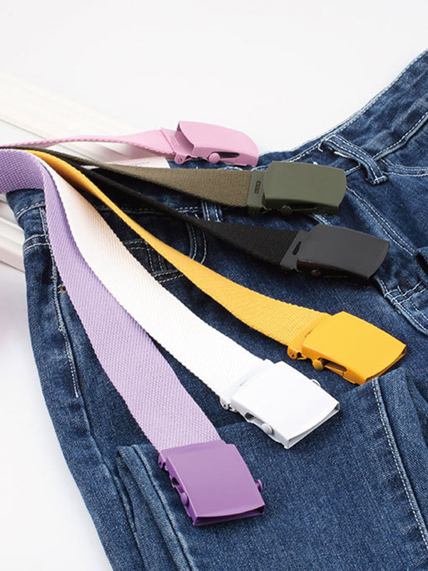Casual 7 Colors Solid Color Canvas Weave Belt