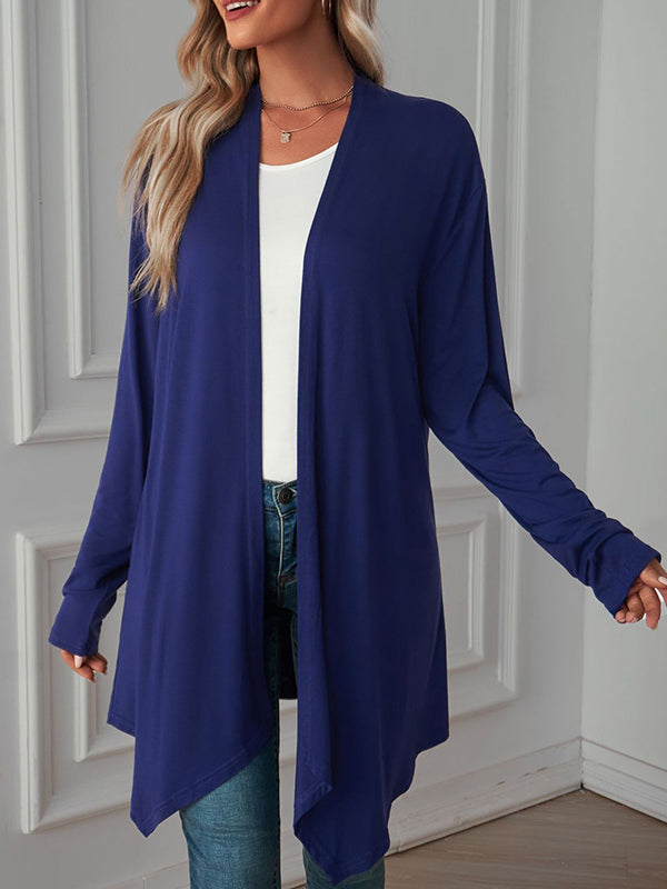 Solid Color Long Sleeves Loose Statement Collar Outerwear