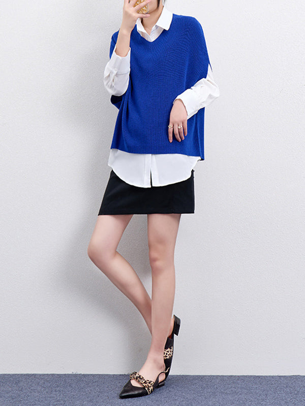 Casual Loose Solid Color V-Neck Vest Top