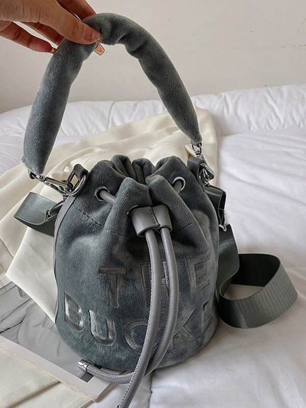 Drawstring Letter Print Handbags Crossbody Bags