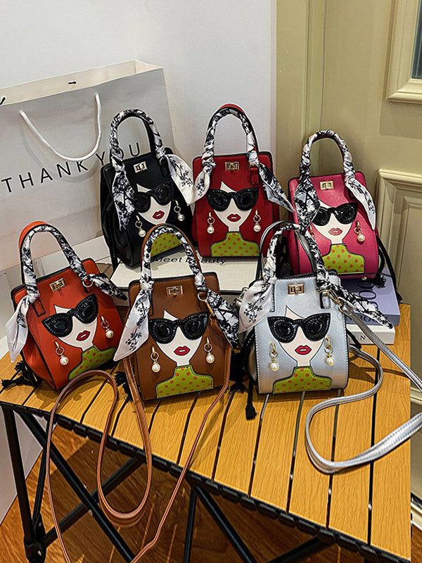 Figure Printed Split-Joint Handbags Crossbody Bags Bags