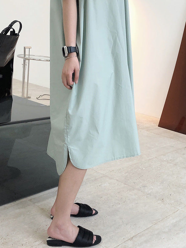 Original Solid Round-Neck Shirt Dress