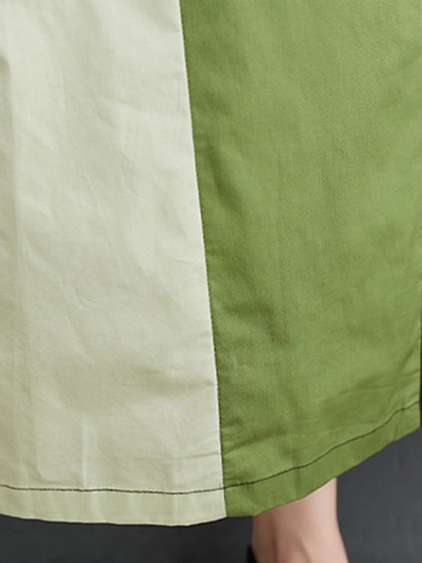 Multi-Colored Loose Short Sleeves Polo Midi Dresses