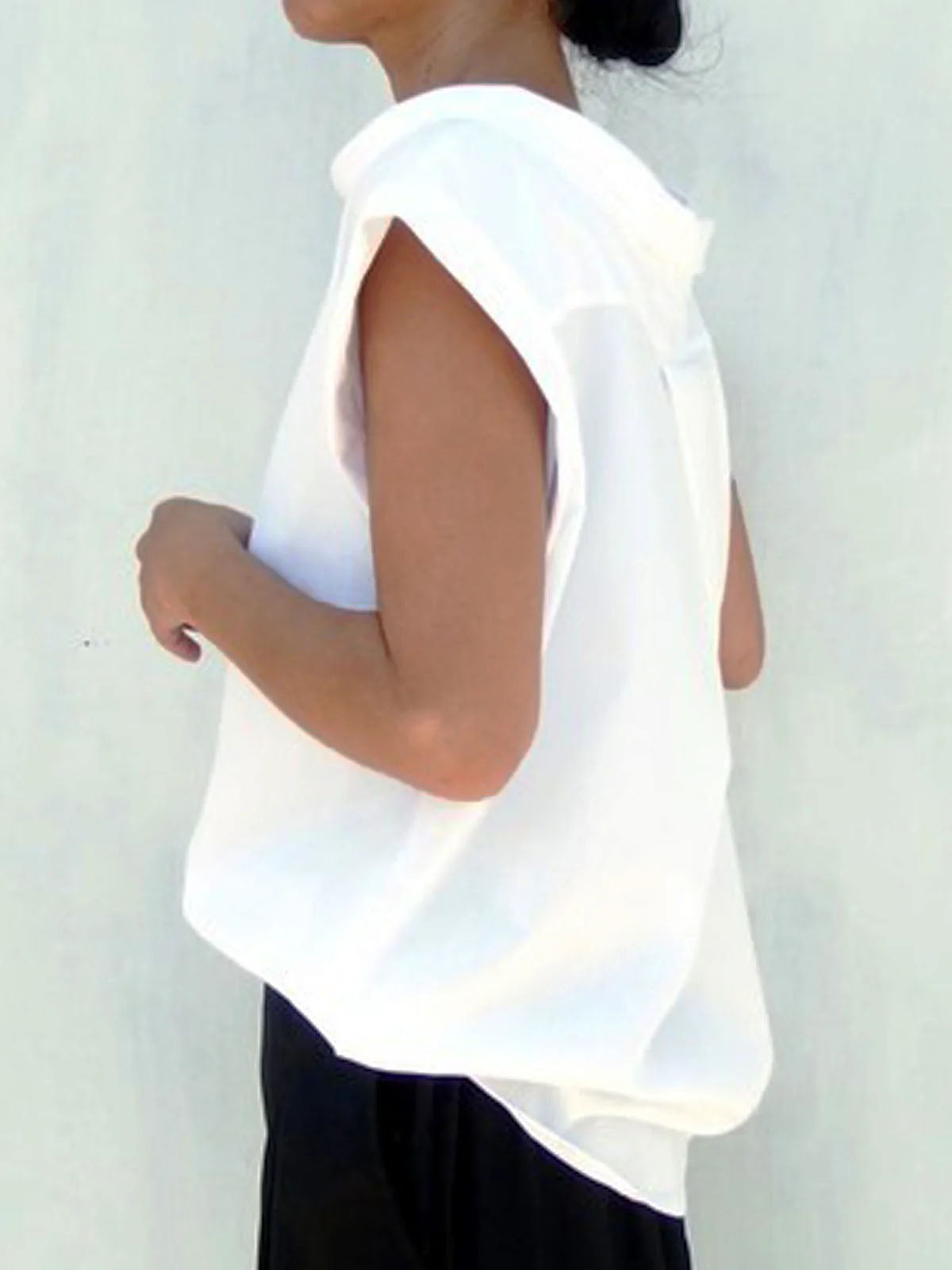 Solid Color Split-Joint Loose Short Sleeves Round-neck T-Shirts Tops