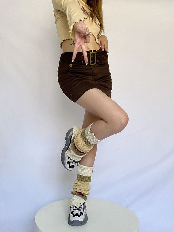 Leisure Buttoned Contrast Color Leg Warmers Accessories
