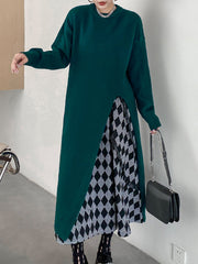 Solid Color Split-side Long Sleeves Loose Round-neck Sweater Tops