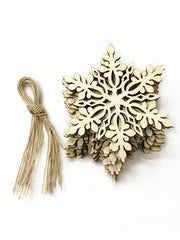 10Pcs Christmas Decoration Hollow Wooden Snowflake Accessories