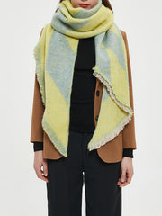 Diamond-Patterned Fringed Keep Warm Shawl&Scarf