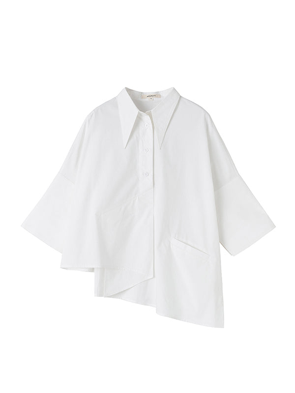 Creamy White Cropped Three-Quarter Sleeve Shirt