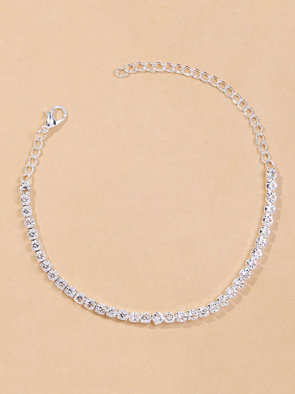Simple Shiny Rhinestone Footchain