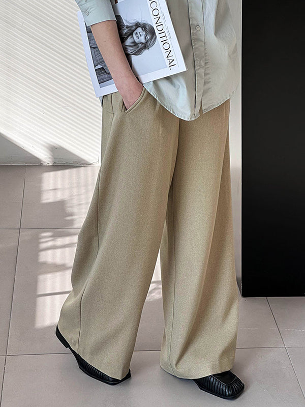 Pleated Split-Joint High Waisted Loose Trousers Suit Pants