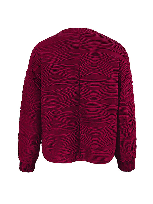 Solid Color Long Sleeves Loose Round-Neck T-Shirts
