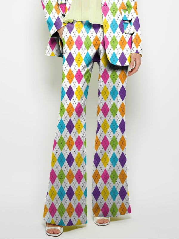 Pockets Printed Loose Wide Leg Trousers Pants