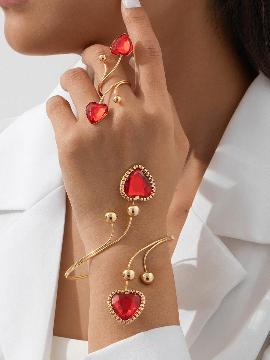 Geometric Rhine Stones Shiny Irregularity Sets Rings Accessories Bracelet Accessories