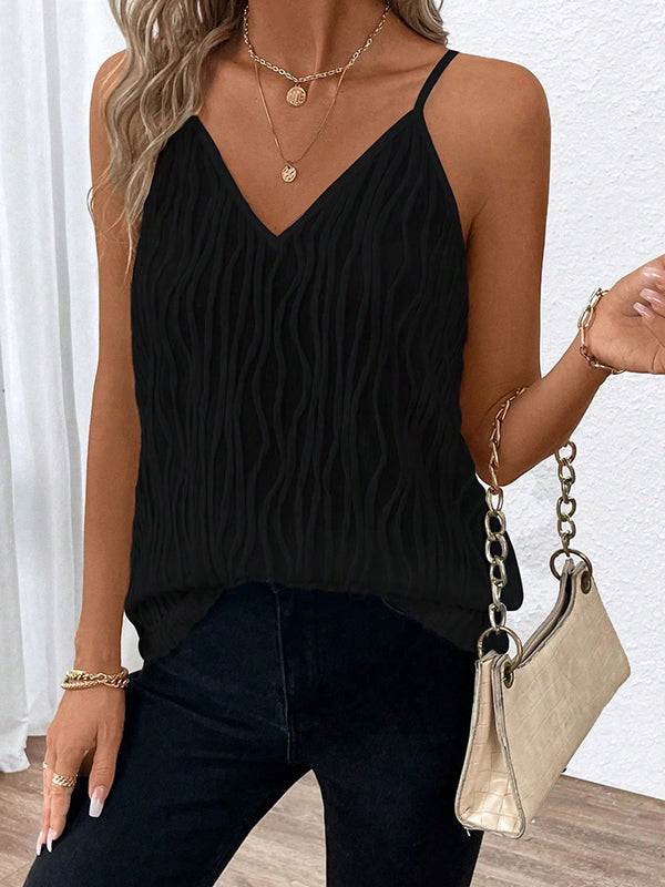 Split-Joint Loose Sleeveless Spaghetti-Neck Vest Top