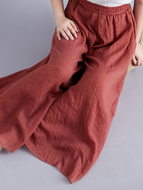 Elasticity Solid Color Loose Wide Leg Trousers Pants Culotte