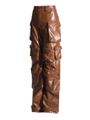 Pockets Solid Color Loose Trousers Pants